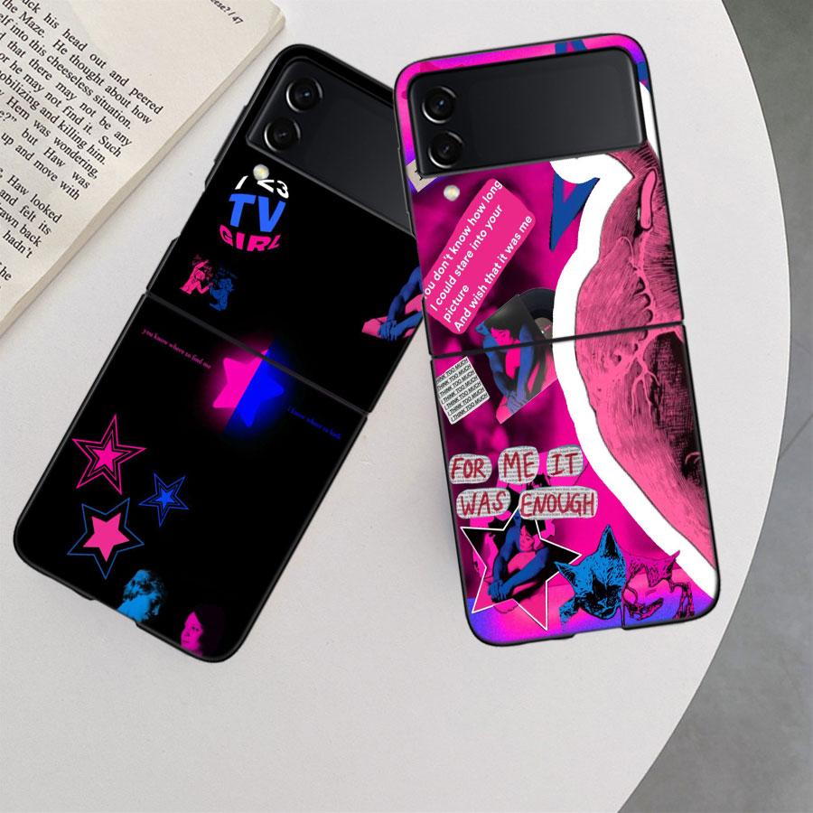 TV Girl Album Phone Case For Samsung Z Flip 7 6 5G Galaxy Z Flip 5 4 3 Black Hard Cell Cover Luxury PC Shell Coque