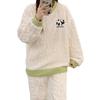 MilaCorinna Fluffy and Warm Flannel Pajamas Set with a Cute Panda and Cable Perfect for Loungewear and Indoor Perfect for Fall and A Great Women's