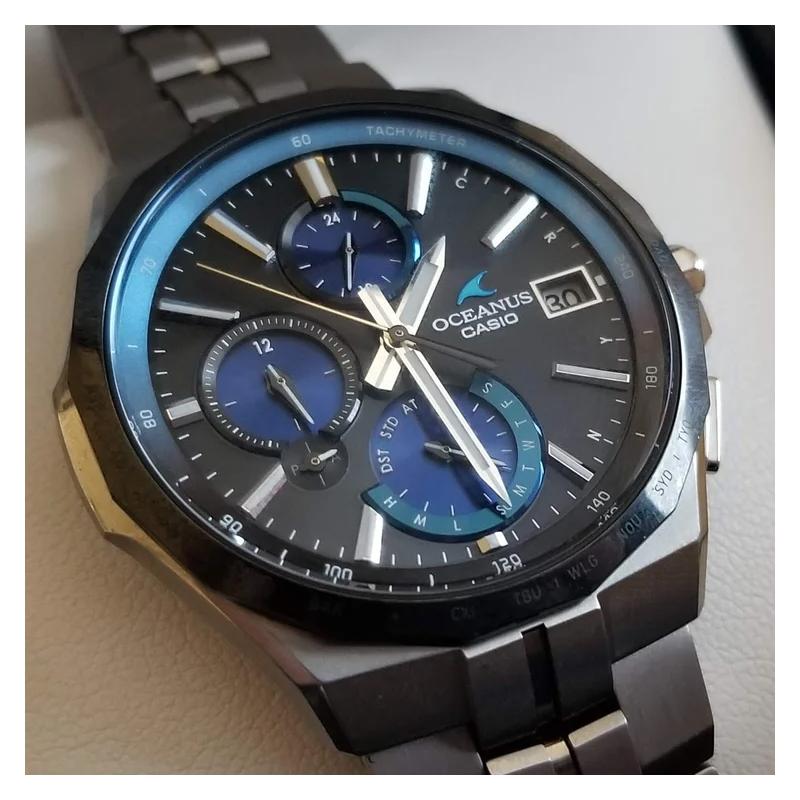 Casio Серия OCEANUS-Посейдон 5000 Бизнес Высококлассные Мужские Кварцевые Часы Нержавеющая Сталь Титановый Ремешок Японские и Корейские Часы OCW-S5000E-1AJF