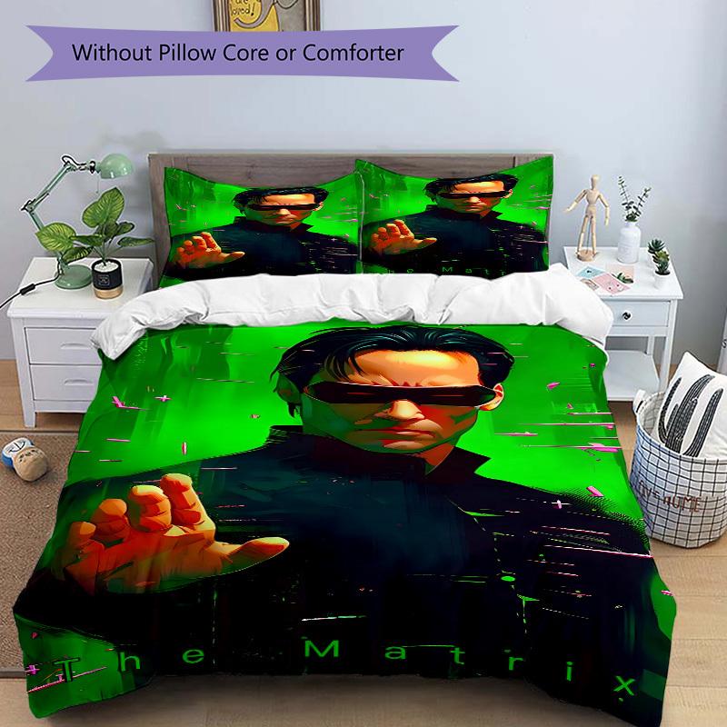 3pcs The Matrix Neo Bedding Set, Soft Polyester Duvet Cover and Pillowcases Seasons all suitable, Design for Bedroom L1003126