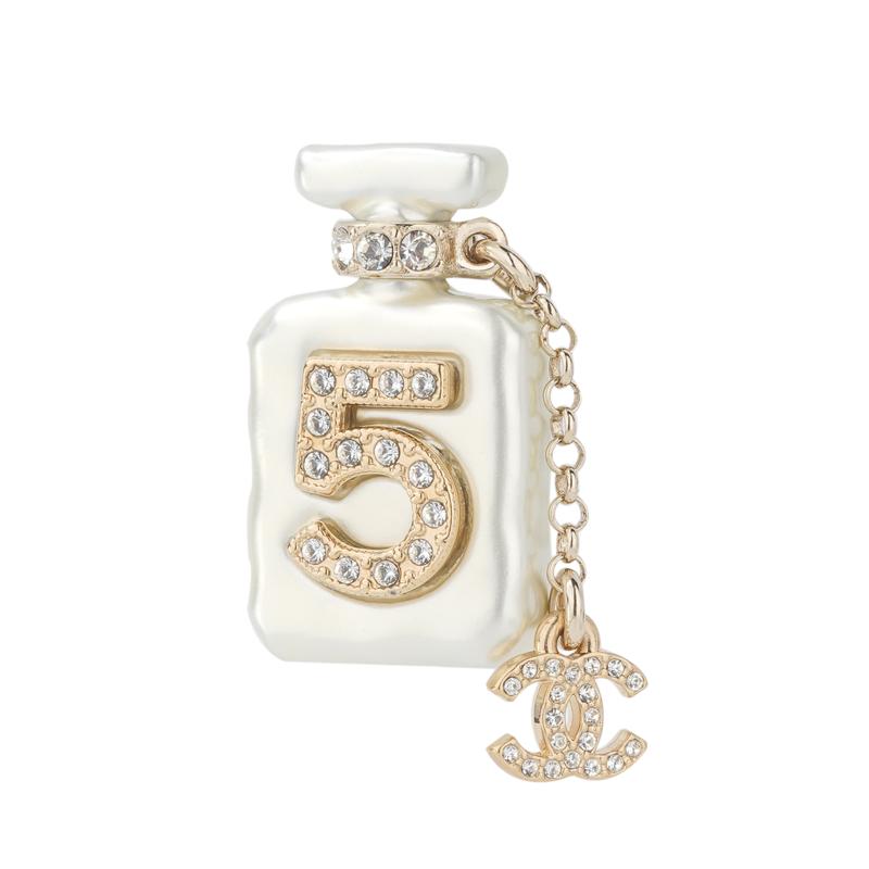 Chanel Классическая Бутылочка Парфюма № 5 Алмазная Брошь Золотой Металл Брошь со Стразами Женская