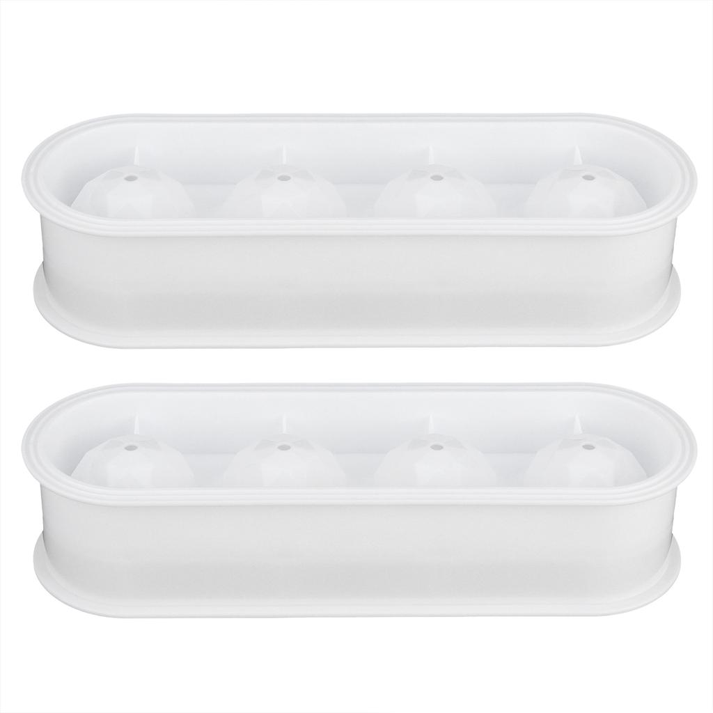 2Pcs 4 Grids Food Grade Ice Cubes Mold Whiskey Ice Ball Making Mold Tray for Home Bar