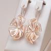 Уникальные глянцевые серьги-подвески для женщин, модные, цвет розового золота, металлические цветы, высокое качество, повседневные изящные украшения