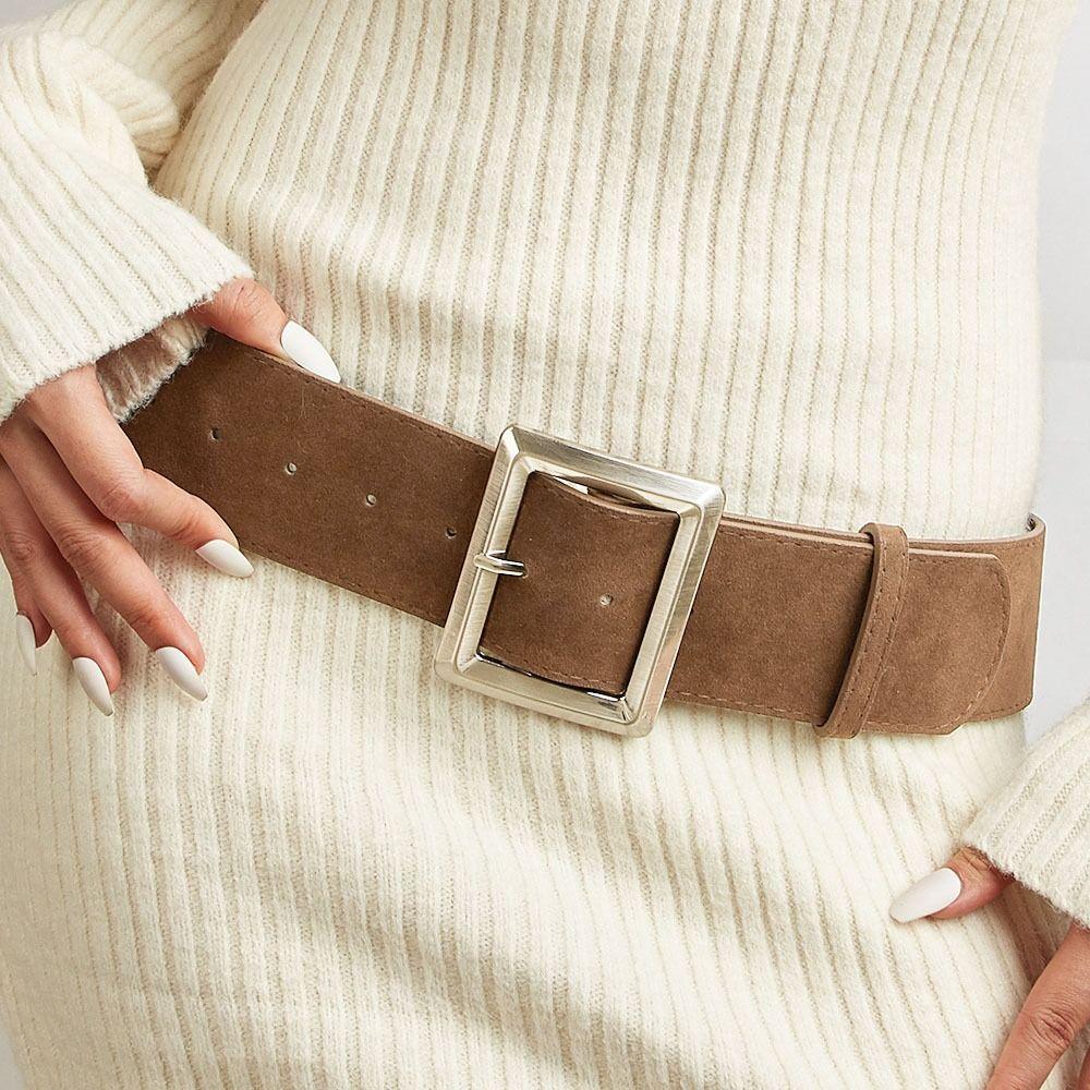 Maillard Styles Замшевый широкий ремень Модные ремни для брюк и платьев Пряжка-пин Пояс Подарки