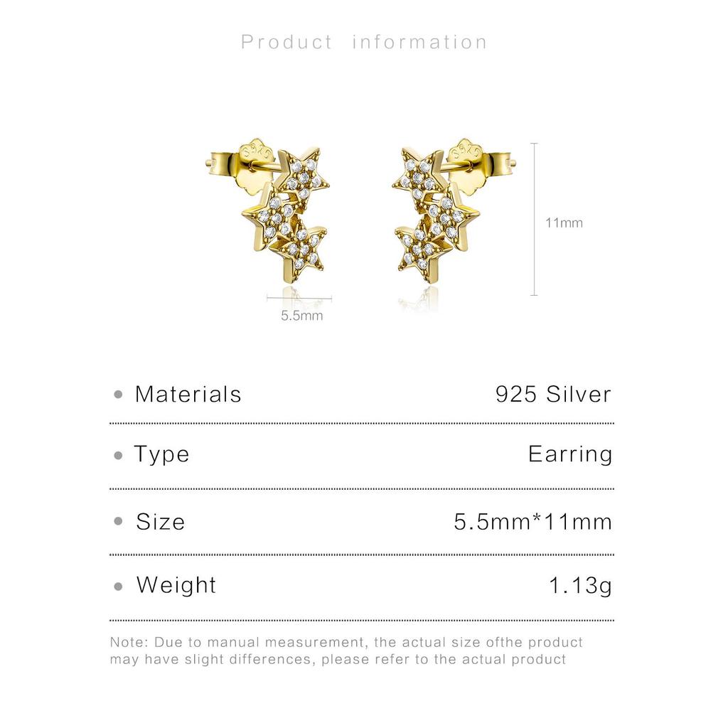 ANDYWEN 925 пробы стерлингового серебра золота звездное небо блестящие звезды серьги гвоздики пирсинг женский пирсинг роскошные ювелирные изделия женщины кристалл CZ