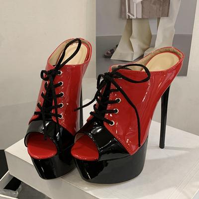 Модные Liyke Летние 16 см Супер Высокие Каблуки Современные Шлепанцы Для Женщин На Шнуровке С Открытым Носком Платформенные Сандалии Женские Банкетные Туфли Лодочки