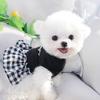 Puppy Summer Clothes Soft Dog White and Black Dress Plaid Dog Skirt Chihuahua French Bulldog Bichon Dog Vest Girls Dog Costume