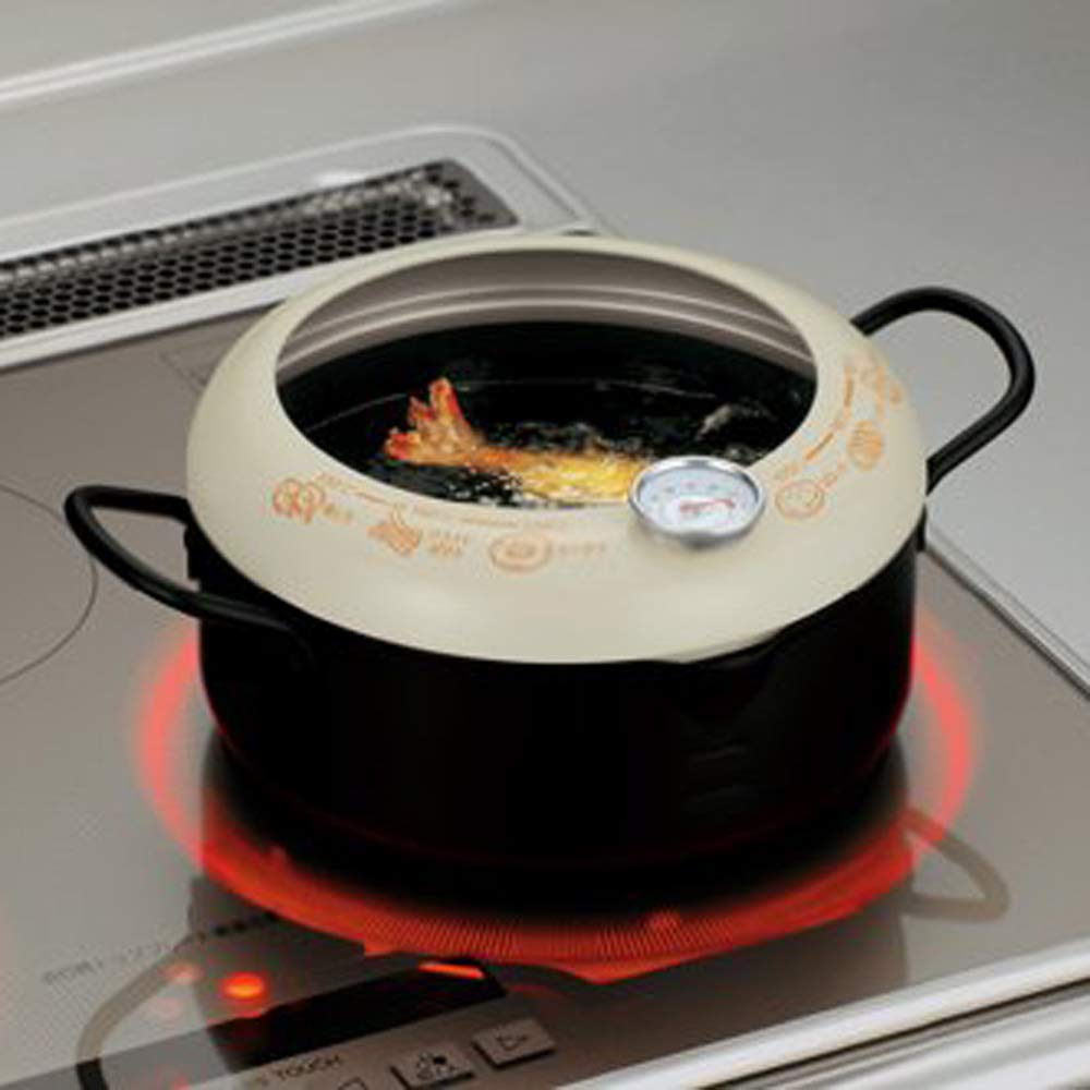 KAI Corporation 20cm Tempura Pot with Made in DZ5847 Double-Handled Thermometer, Japan,