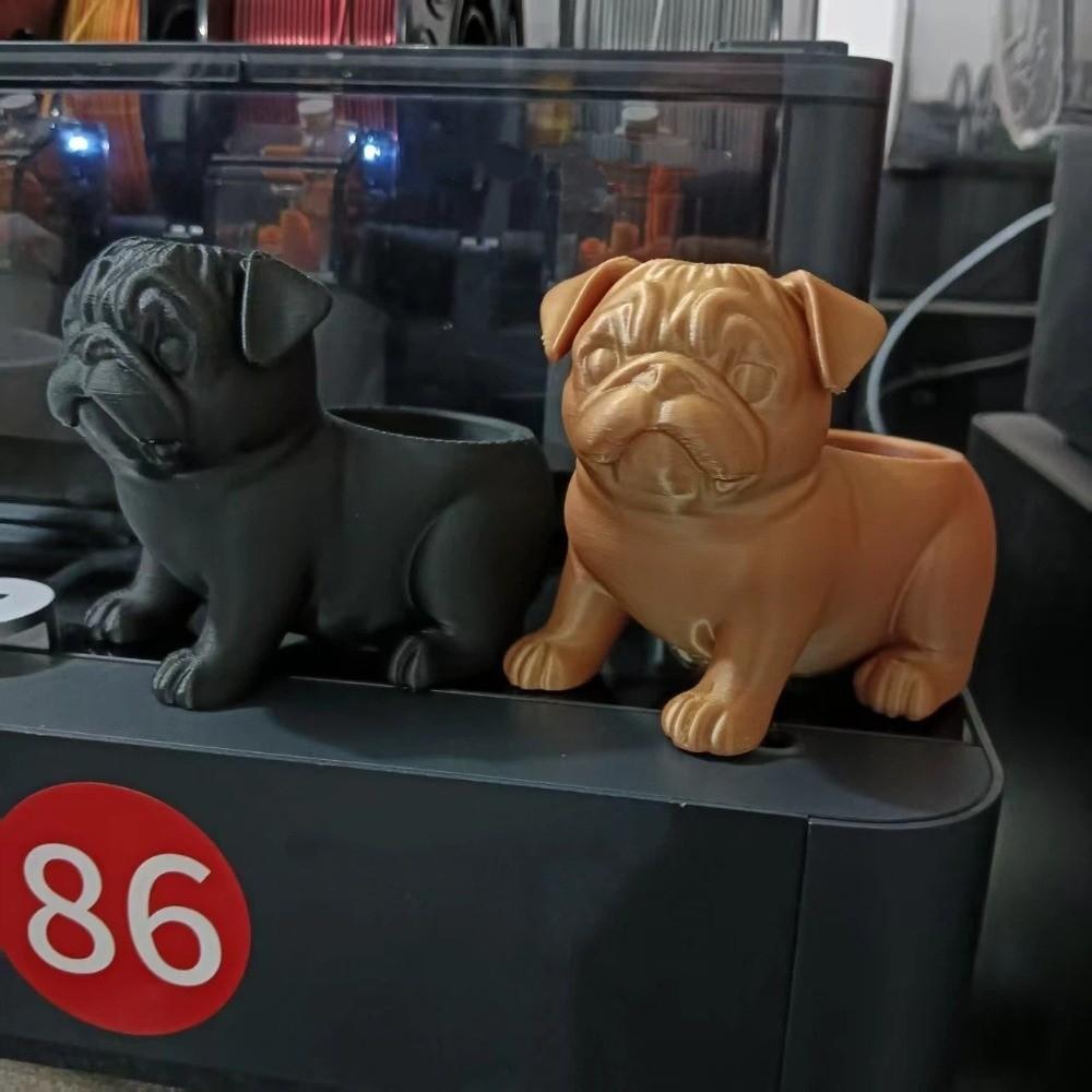 3D-печатный горшок в форме животного, пластиковая фигурка мопса, держатель для растений, настольный дисплей