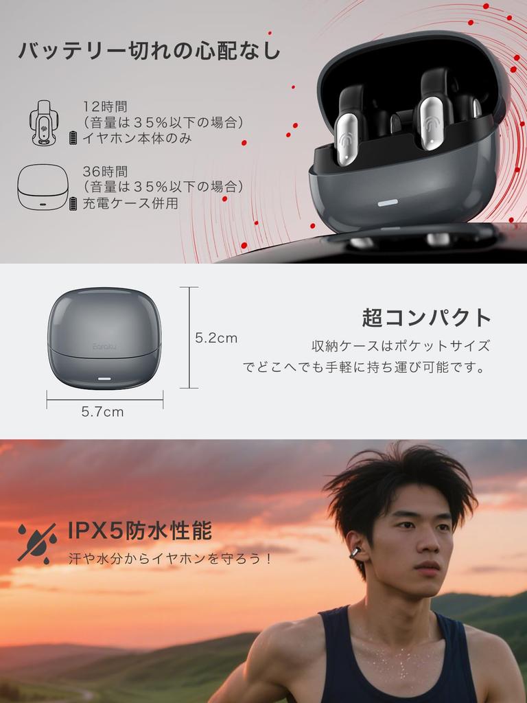 Edition of the Ultimate Sound Quality A New Dimension In Ear Cuff Earaku AirCuff F306 Wireless Ear No Sound DSP Proprietary Incus Sound 36 Hours of