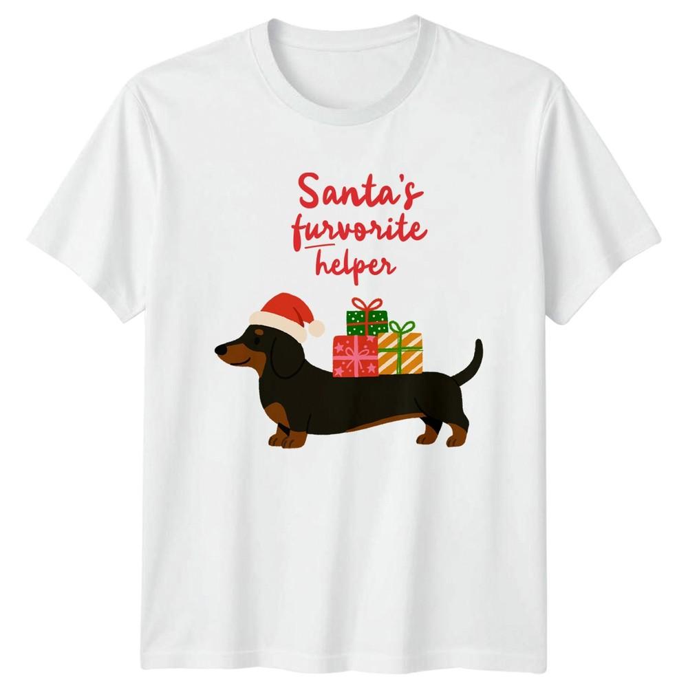Santas Furvorite Helper Christmas Holidays Dachshund Dog Unisexs TShirt Unisexs Tee