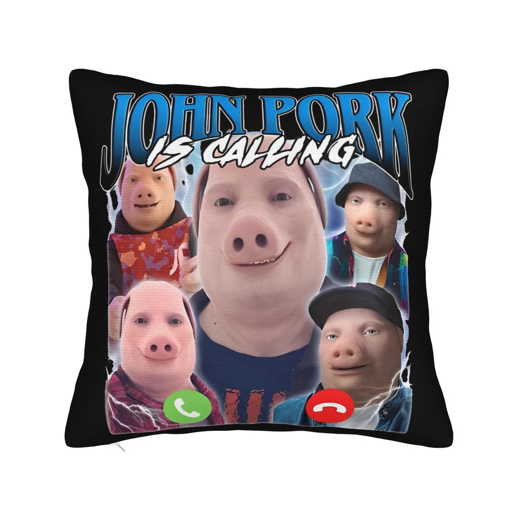 John Pork is calling Pillowcase Accessories Soft Cushion Cover Pillow Covers Home Decorations Zipper Multiple Sizes
