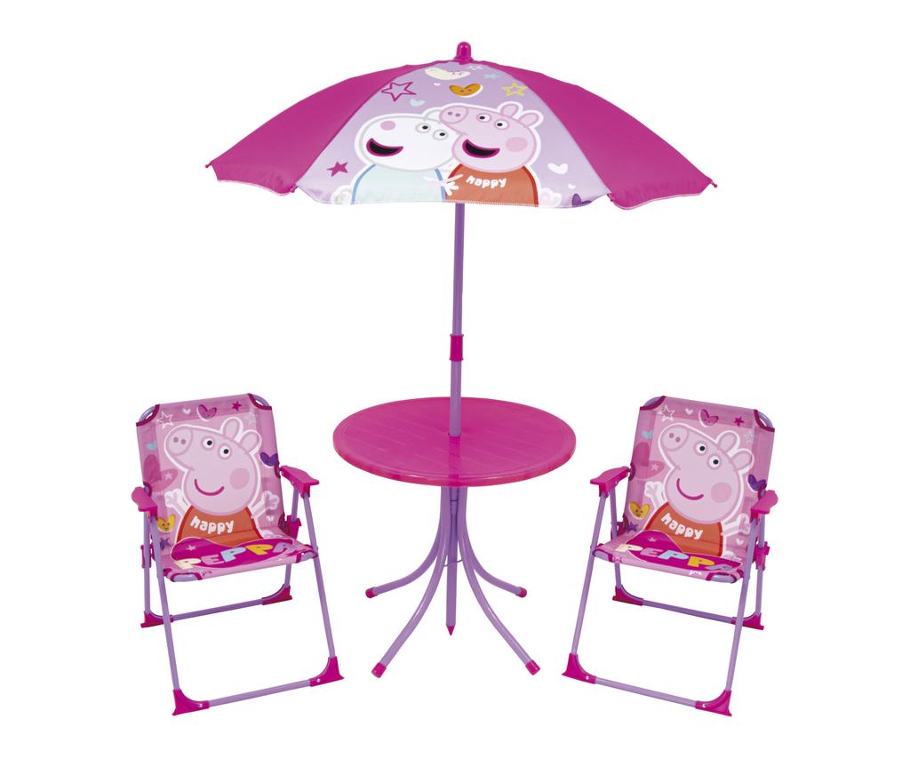 Arditex PP14447 EONE-Peppa Pig Table (50x50x48cm), 2 Chairs (38x32x53cm) and Sun Umbrella (diameter 110cm) Set