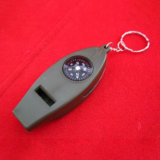 Аварийный свисток Компас Лупа Термометр Четкий звук Дизайн брелка 4 в 1 Многофункциональный походный свисток Снаряжение для улицы