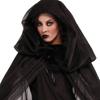 Женский комплект униформы ведьмы, демона и вампира на Хэллоуин, черное длинное платье, накидка с капюшоном, накидка с перчатками, вечерние карнавальный костюм