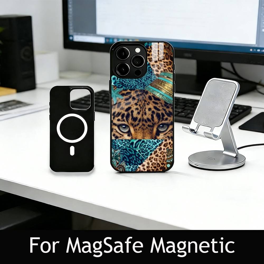 Модный чехол для телефона с леопардовым принтом для iPhone 17, 16, 15, 14, 13, 12, 11 Plus, Pro, магнитный, для беспроводной зарядки MagSafe
