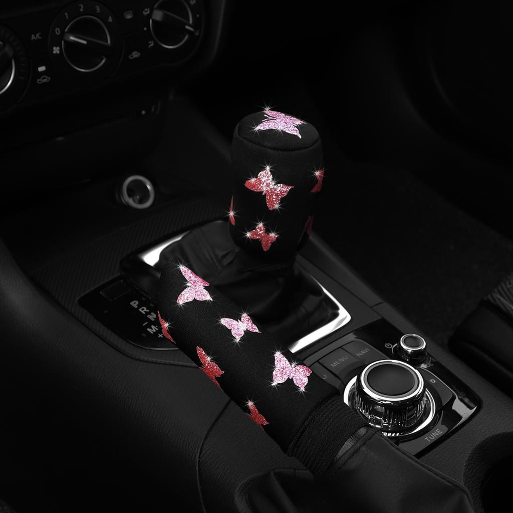 Three-piece Butterfly Blingbling Car Without Inner Ring Steering Wheel Cover Handbrake Cover Handle Cover Automotive Supplies