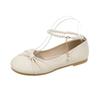 Mary Jane Shoes Women's Shoes 2025 Spring New Pearl Bow Flats Shallow Mouth Fairy Style with Skirt Single Shoes