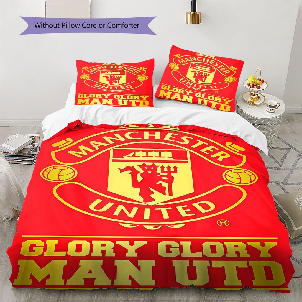 Round MUFC Rug Bedding Quilt Set Quilt Cover Pillowcase Home Decoration Birthday Gift (1 * duvet cover + 2 * pillowcase, without core)