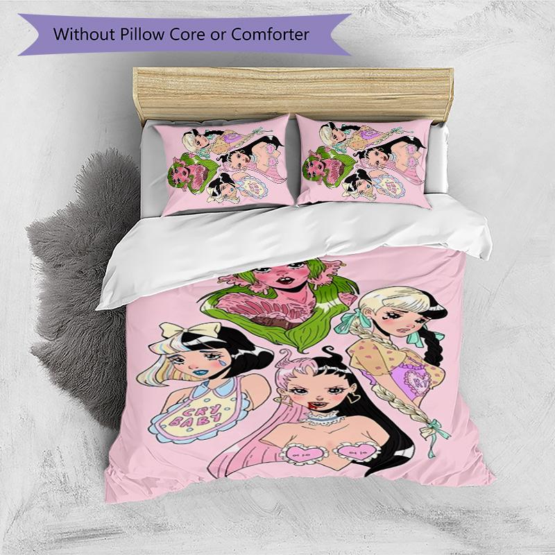 Melanie Martinez 3pcs Bedding Set Duvet Cover Closure Includes 1 Duvet Cover & 2 Pillowcases for All Seasons Bedroom Home Dorm Decor