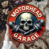 Hisun Жестяная вывеска Винтажная Motorhead Гараж Череп Поршень Металлическая жестяная вывеска Ретро Рустик Мотоциклист Тематика Круглая Настенное искусство Декор Классический Мотоцикл Мастерская