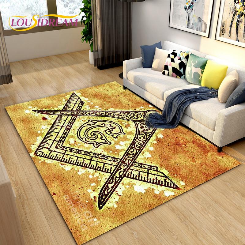 Masonic Carpet Freemason Illuminati Ring Area Rug Large,Carpet All Seeing Eye Rugs Carpets for Living Room,Fitness Pet Floor Mat