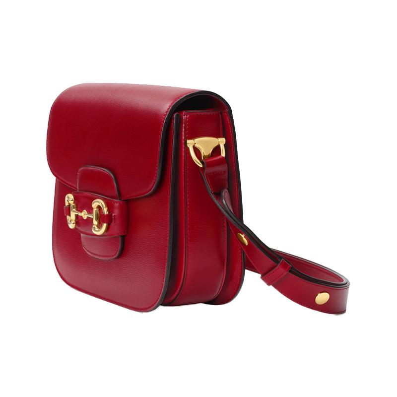 Gucci Horsebit 1955 Horsebit 1955 винтажная золотая пряжка кожаная седельная сумка на плечо через плечо маленькая женская красная