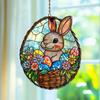 Easter Flowers Bunny Basket Acrylic Suncatcher Window Hanging, Colorful