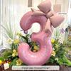 40-Inch Pink & Cream Number Bow Birthday Balloons - Outdoor Photo Props