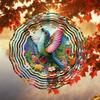 10 Inch Hummingbird Wind Spinner Metal Garden Decor with 360 Degree Rotation Vibrant Tattoo Art for Outdoor Patio Yard and Festival