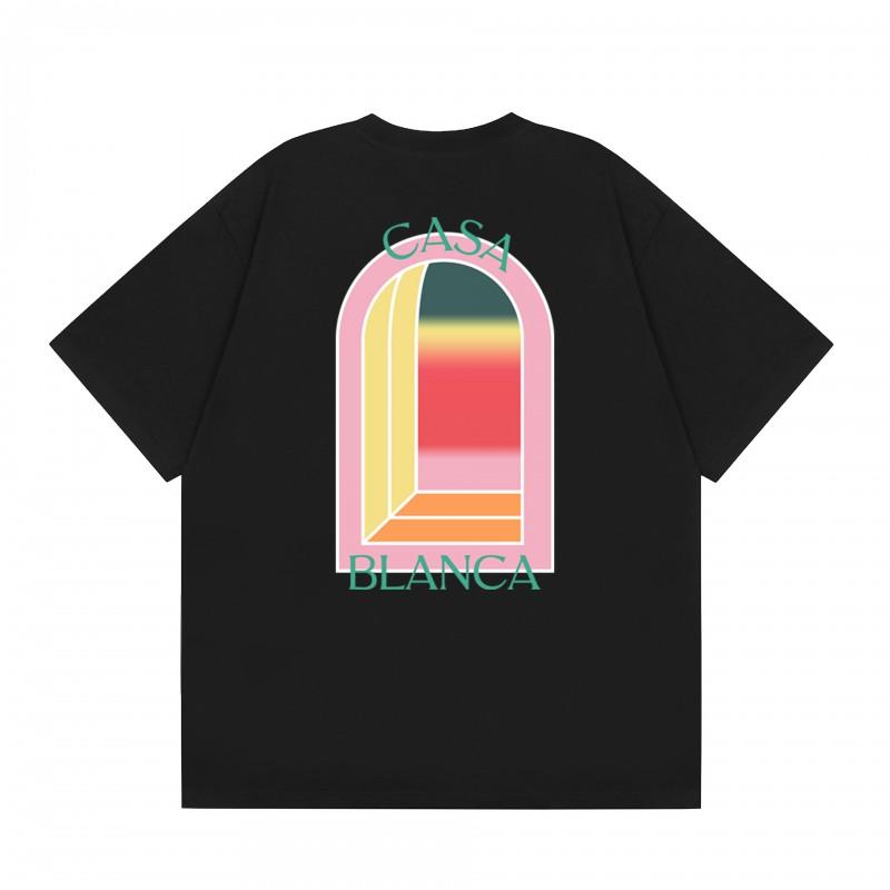 Casablanca Streetwear T-Shirt Men Women Loose Fit Short Sleeve Casual Tee High Street Style