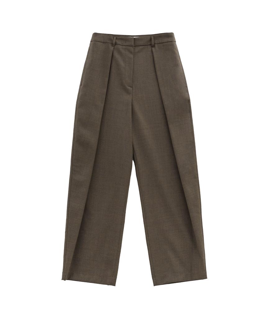 BROWNYARD W Wool Pleated Pants, Brown