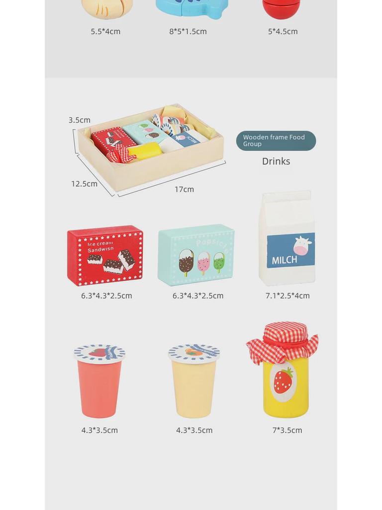 Wooden Pretend Kitchen Toy Set with Cutting Fruits & Vegetables