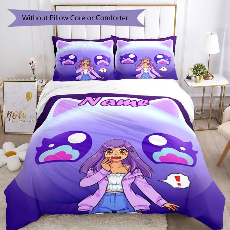 3pcs Custom Name Aphmau Bedding Set Duvet Cover Closure Includes 1 Duvet Cover & 2 Pillowcases, Soft and Comfortable for All Seasons.