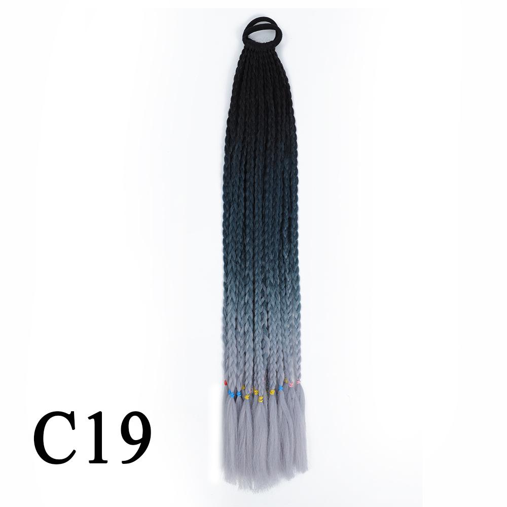 Плетеный хвост с резинкой, черный плетеный хвост ручной работы из термостойкого волокна, шиньоны с конским хвостом для девочек