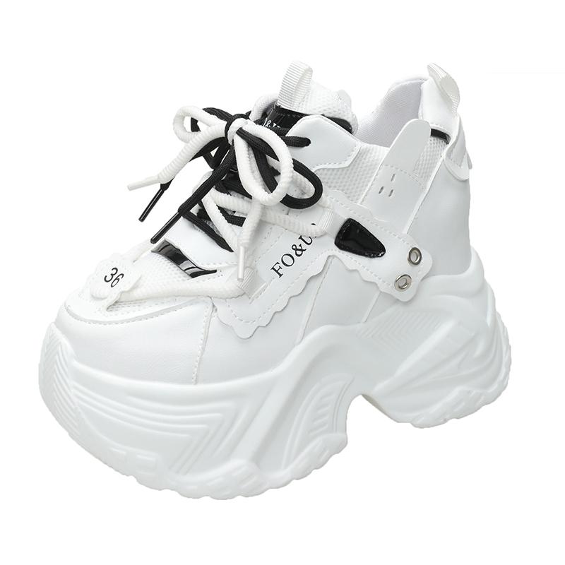 Fashion New High Platform Sneakers Women Thick Sole Non Slip Sports Dad Shoes Woman Korea PU Leather Chunky Sneakers 2023 Spring