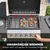 Gas Grill 17,8 KW 6+1 Burner BBQ Grill Cart Made of Stainless Steel incl. Wheels, Side Burner, Thermometer, Enamel Grill Grate