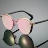 Non-polarized Women Full Frame Cat Eye Shaped Trendy Sunglasses Metal Frame Popular Multicolor Lenses Elegant Pink Sunglasses