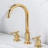 Basin Faucets Brass Polished Chrome Deck Mounted Round Bathroom Sink Faucets 3 Holes Double Handles Hot And Cold Water Tap