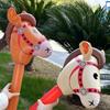 Inflatable Horse Head Stick 37" Party Prop for Kids' Races Photos PVC Horse Stick Carnival Toy for Horse Themed Events Birthdays