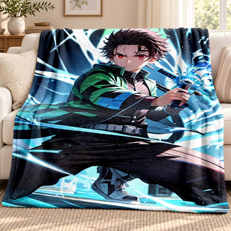 Akaza Demon Slayer blanket Flannel Blanket Soft Cozy Plush Throw for Sofa Bed Lightweight Home Decoration Outdoor camping