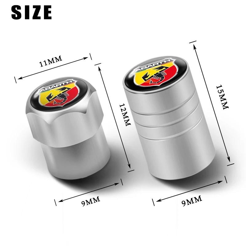 4Pcs Premium 3D Aluminum Alloy Car Valve Stem Caps for Fiat Abarth 500e Tipo 500 500x Panda Punto Doblo Dust Cover Auto Parts EJ1