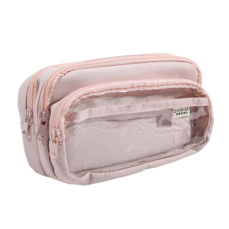 Шикарный однотонный пенал Simplecity прозрачный чехол для ручек большой емкости канцелярский органайзер сумка школьные принадлежности