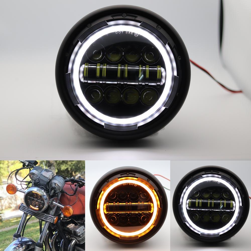 Мотоциклетная светодиодная фара 7,5 дюйма для Harley Sportster Honda CB400 Yamaha Suzuki Custom Refit 7,5-дюймовая мотоциклетная фара Cafe Racer