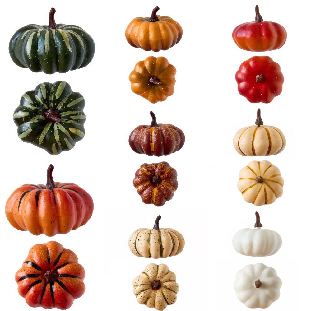6PCS Autumn Harvest Halloween Artificial Pumpkin 1/9PCS Fake Pumpkin Garden Decoration
