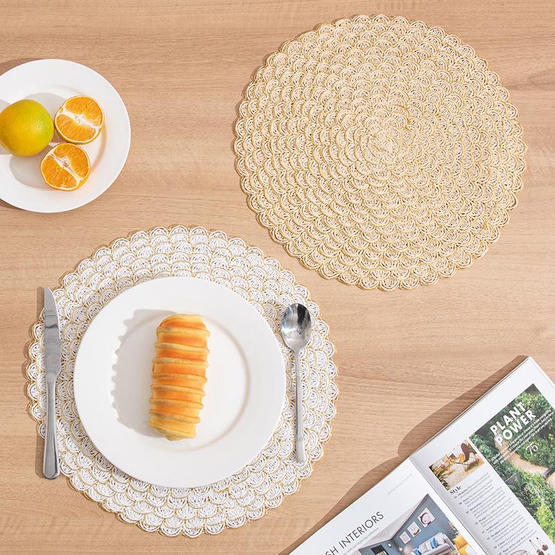 Japanese Paper Woven Placemat Non-slip Thermal Insulation Mat Round Household Coffee Coaster Western Food Mat Decoration Pads