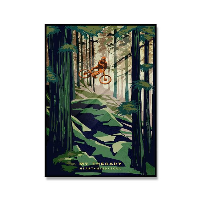 Ретро езда на велосипеде с горным пейзажем, постеры и принты, картины на холсте, настенные художественные картины для велосипеда, домашний декор для спальни, без рамки