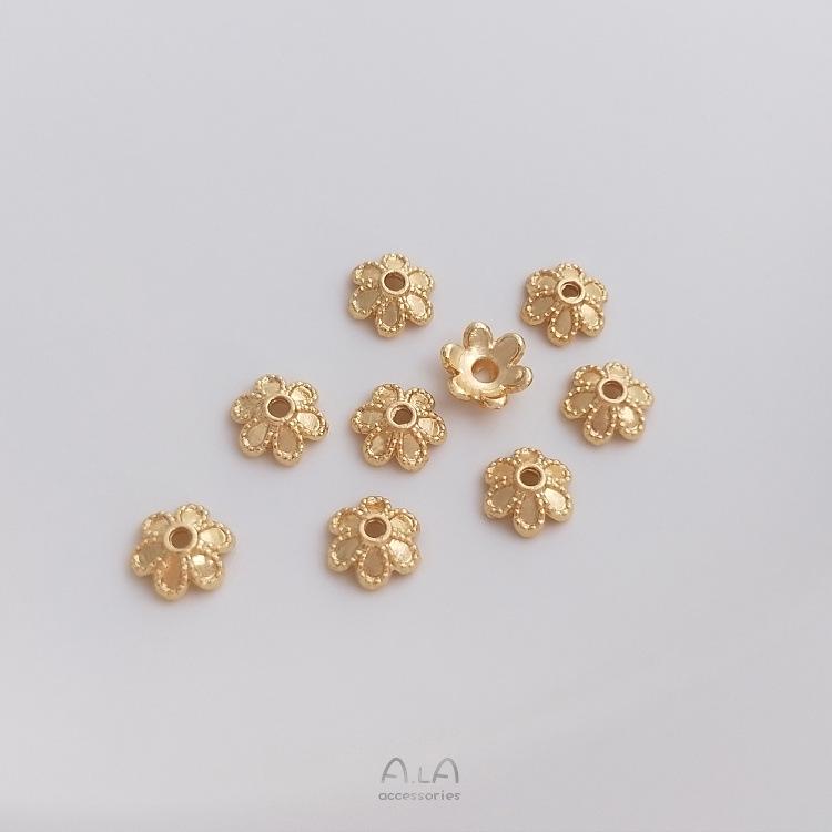 Позолоченная 14K шапочка-разделитель в виде цветка ромашки со звездой, полая, для изготовления ювелирных изделий своими руками