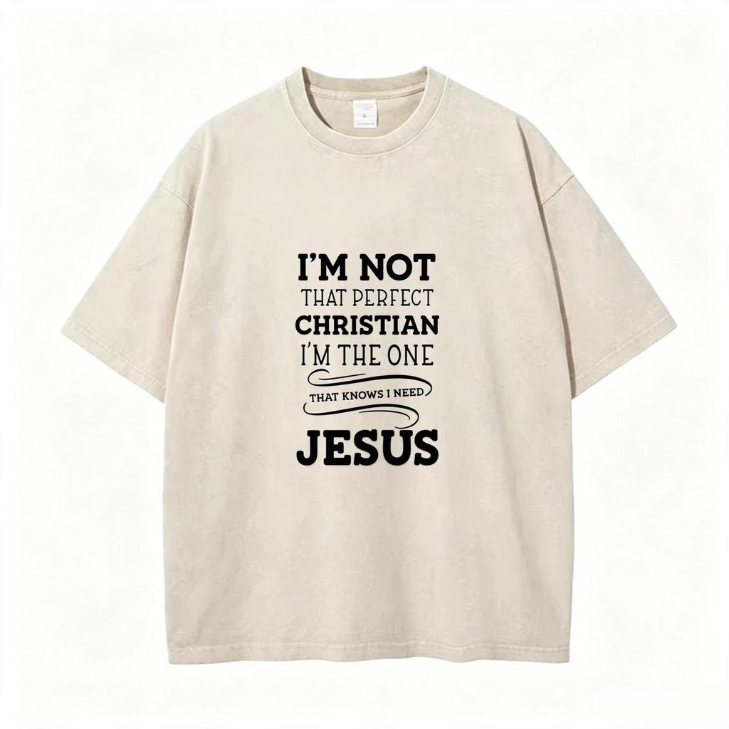 Christian Jesus Letter V-Neck T-Shirt: Cotton Casual Top