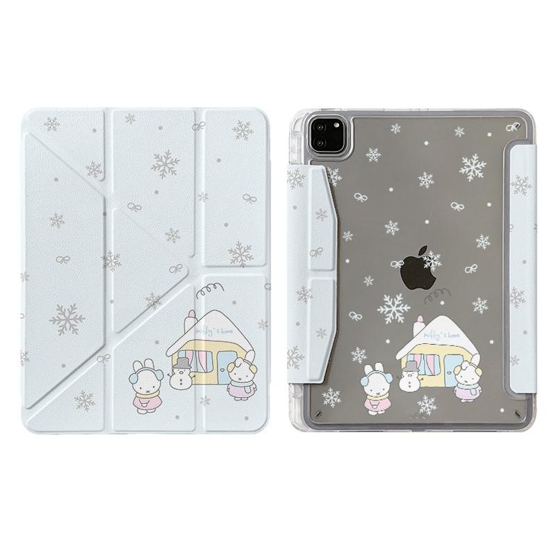 Y-Shape Tri-Fold IPad Case With Pen Slot Blue Star Polka Dot 11 Air 8 7 6 10 Sleep Wake Function